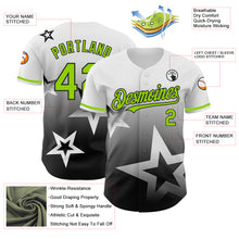 Laden Sie das Bild in den Galerie-Viewer, Custom White Neon Green-Black 3D Pattern Design Gradient Style Twinkle Star Authentic Baseball Jersey
