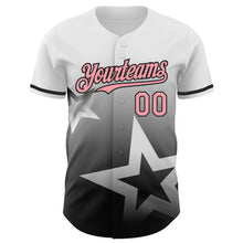 Laden Sie das Bild in den Galerie-Viewer, Custom White Medium Pink-Black 3D Pattern Design Gradient Style Twinkle Star Authentic Baseball Jersey
