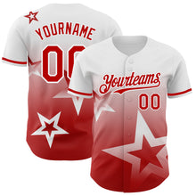 Laden Sie das Bild in den Galerie-Viewer, Custom White Red 3D Pattern Design Gradient Style Twinkle Star Authentic Baseball Jersey
