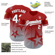 Load image into Gallery viewer, Custom Red White-Gray 3D Pattern Design Gradient Style Twinkle Star Authentic Baseball Jersey

