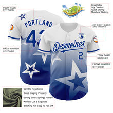 Laden Sie das Bild in den Galerie-Viewer, Custom White Royal 3D Pattern Design Gradient Style Twinkle Star Authentic Baseball Jersey
