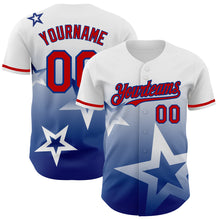 Load image into Gallery viewer, Custom White Red-Royal 3D Pattern Design Gradient Style Twinkle Star Authentic Baseball Jersey
