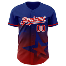 Load image into Gallery viewer, Custom Royal Red-White 3D Pattern Design Gradient Style Twinkle Star Authentic Baseball Jersey
