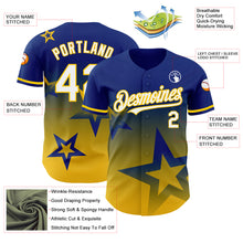 Load image into Gallery viewer, Custom Royal White-Yellow 3D Pattern Design Gradient Style Twinkle Star Authentic Baseball Jersey
