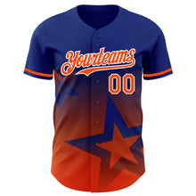 Load image into Gallery viewer, Custom Royal Orange-White 3D Pattern Design Gradient Style Twinkle Star Authentic Baseball Jersey
