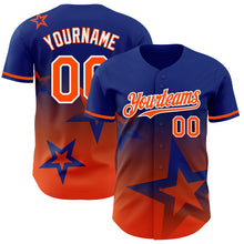 Load image into Gallery viewer, Custom Royal Orange-White 3D Pattern Design Gradient Style Twinkle Star Authentic Baseball Jersey
