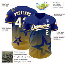 Load image into Gallery viewer, Custom Royal White-Old Gold 3D Pattern Design Gradient Style Twinkle Star Authentic Baseball Jersey
