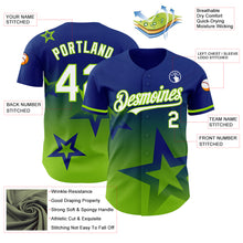 Load image into Gallery viewer, Custom Royal White-Neon Green 3D Pattern Design Gradient Style Twinkle Star Authentic Baseball Jersey
