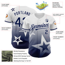 Laden Sie das Bild in den Galerie-Viewer, Custom White Navy 3D Pattern Design Gradient Style Twinkle Star Authentic Baseball Jersey
