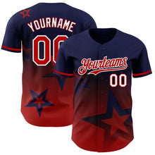 Load image into Gallery viewer, Custom Royal Red-White 3D Pattern Design Gradient Style Twinkle Star Authentic Baseball Jersey
