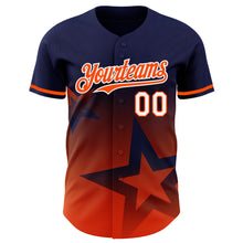 Загрузить изображение в средство просмотра галереи, Custom Navy Orange-White 3D Pattern Design Gradient Style Twinkle Star Authentic Baseball Jersey
