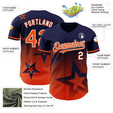 Загрузить изображение в средство просмотра галереи, Custom Navy Orange-White 3D Pattern Design Gradient Style Twinkle Star Authentic Baseball Jersey
