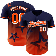 Load image into Gallery viewer, Custom Navy Orange-White 3D Pattern Design Gradient Style Twinkle Star Authentic Baseball Jersey
