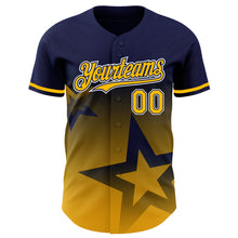 Load image into Gallery viewer, Custom Navy Gold-White 3D Pattern Design Gradient Style Twinkle Star Authentic Baseball Jersey
