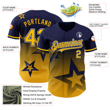 Charger l&#39;image dans la galerie, Custom Navy Gold-White 3D Pattern Design Gradient Style Twinkle Star Authentic Baseball Jersey
