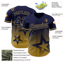 Charger l&#39;image dans la galerie, Custom Navy Old Gold 3D Pattern Design Gradient Style Twinkle Star Authentic Baseball Jersey
