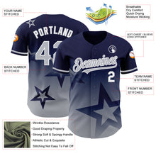 Laden Sie das Bild in den Galerie-Viewer, Custom Navy Gray-White 3D Pattern Design Gradient Style Twinkle Star Authentic Baseball Jersey
