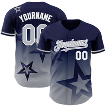 Загрузить изображение в средство просмотра галереи, Custom Navy Gray-White 3D Pattern Design Gradient Style Twinkle Star Authentic Baseball Jersey
