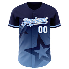 Загрузить изображение в средство просмотра галереи, Custom Navy Light Blue-White 3D Pattern Design Gradient Style Twinkle Star Authentic Baseball Jersey
