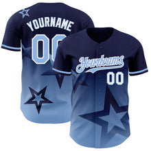 Загрузить изображение в средство просмотра галереи, Custom Navy Light Blue-White 3D Pattern Design Gradient Style Twinkle Star Authentic Baseball Jersey
