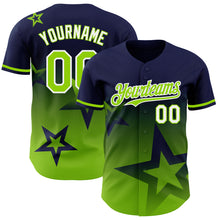 Charger l&#39;image dans la galerie, Custom Navy Neon Green-White 3D Pattern Design Gradient Style Twinkle Star Authentic Baseball Jersey
