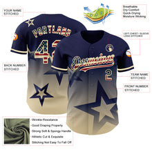 Load image into Gallery viewer, Custom Navy Vintage USA Flag-Cream 3D Pattern Design Gradient Style Twinkle Star Authentic Baseball Jersey
