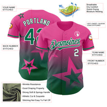 Laden Sie das Bild in den Galerie-Viewer, Custom Pink Kelly Green-White 3D Pattern Design Gradient Style Twinkle Star Authentic Baseball Jersey
