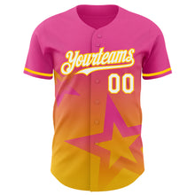 Load image into Gallery viewer, Custom Pink White-Yellow 3D Pattern Design Gradient Style Twinkle Star Authentic Baseball Jersey
