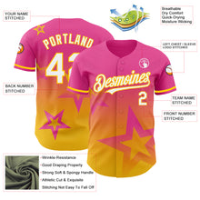 Laden Sie das Bild in den Galerie-Viewer, Custom Pink White-Yellow 3D Pattern Design Gradient Style Twinkle Star Authentic Baseball Jersey
