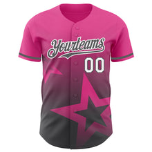 Laden Sie das Bild in den Galerie-Viewer, Custom Pink Steel Gray-White 3D Pattern Design Gradient Style Twinkle Star Authentic Baseball Jersey
