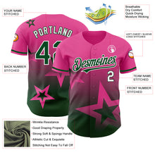 Laden Sie das Bild in den Galerie-Viewer, Custom Pink Green-White 3D Pattern Design Gradient Style Twinkle Star Authentic Baseball Jersey

