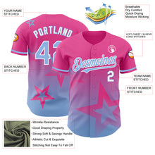 Load image into Gallery viewer, Custom Pink Light Blue-White 3D Pattern Design Gradient Style Twinkle Star Authentic Baseball Jersey
