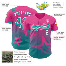 Laden Sie das Bild in den Galerie-Viewer, Custom Pink Teal-White 3D Pattern Design Gradient Style Twinkle Star Authentic Baseball Jersey
