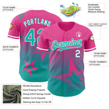 Laden Sie das Bild in den Galerie-Viewer, Custom Pink Aqua-White 3D Pattern Design Gradient Style Twinkle Star Authentic Baseball Jersey
