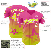 Laden Sie das Bild in den Galerie-Viewer, Custom Pink Neon Yellow-White 3D Pattern Design Gradient Style Twinkle Star Authentic Baseball Jersey
