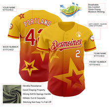 Laden Sie das Bild in den Galerie-Viewer, Custom Yellow Red-White 3D Pattern Design Gradient Style Twinkle Star Authentic Baseball Jersey
