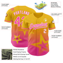 Laden Sie das Bild in den Galerie-Viewer, Custom Yellow Pink-White 3D Pattern Design Gradient Style Twinkle Star Authentic Baseball Jersey
