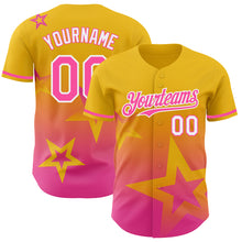 Load image into Gallery viewer, Custom Yellow Pink-White 3D Pattern Design Gradient Style Twinkle Star Authentic Baseball Jersey
