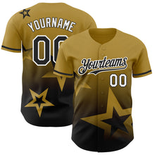 Load image into Gallery viewer, Custom Old Gold Black-White 3D Pattern Design Gradient Style Twinkle Star Authentic Baseball Jersey
