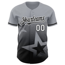 Charger l&#39;image dans la galerie, Custom Gray Black-White 3D Pattern Design Gradient Style Twinkle Star Authentic Baseball Jersey
