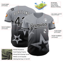 Charger l&#39;image dans la galerie, Custom Gray Black-White 3D Pattern Design Gradient Style Twinkle Star Authentic Baseball Jersey
