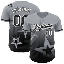 Charger l&#39;image dans la galerie, Custom Gray Black-White 3D Pattern Design Gradient Style Twinkle Star Authentic Baseball Jersey
