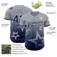 Laden Sie das Bild in den Galerie-Viewer, Custom Gray Navy-White 3D Pattern Design Gradient Style Twinkle Star Authentic Baseball Jersey
