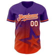 Laden Sie das Bild in den Galerie-Viewer, Custom Purple Orange-White 3D Pattern Design Gradient Style Twinkle Star Authentic Baseball Jersey

