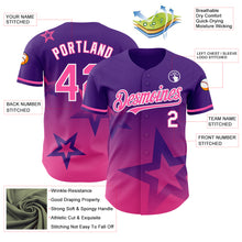 Laden Sie das Bild in den Galerie-Viewer, Custom Purple Pink-White 3D Pattern Design Gradient Style Twinkle Star Authentic Baseball Jersey
