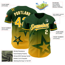 Загрузить изображение в средство просмотра галереи, Custom Green Gold-White 3D Pattern Design Gradient Style Twinkle Star Authentic Baseball Jersey
