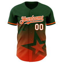 Load image into Gallery viewer, Custom Green Orange-White 3D Pattern Design Gradient Style Twinkle Star Authentic Baseball Jersey
