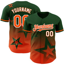 Загрузить изображение в средство просмотра галереи, Custom Green Orange-White 3D Pattern Design Gradient Style Twinkle Star Authentic Baseball Jersey
