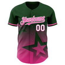 Загрузить изображение в средство просмотра галереи, Custom Green Pink-White 3D Pattern Design Gradient Style Twinkle Star Authentic Baseball Jersey
