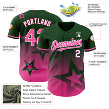 Загрузить изображение в средство просмотра галереи, Custom Green Pink-White 3D Pattern Design Gradient Style Twinkle Star Authentic Baseball Jersey
